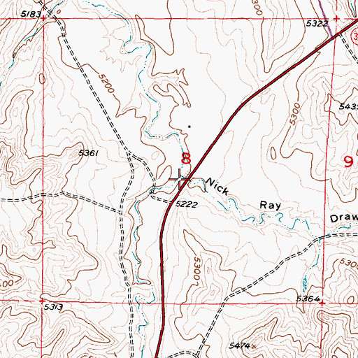 Topographic Map of Nick Ray Draw, WY