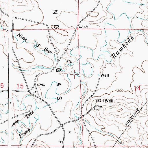 Topographic Map of Nine T Bar Creek, WY