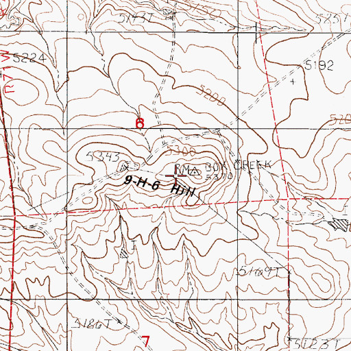 Topographic Map of Nine-H-6 Hill, WY