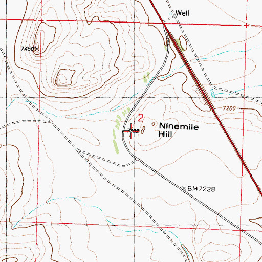 Topographic Map of Ninemile Hill, WY