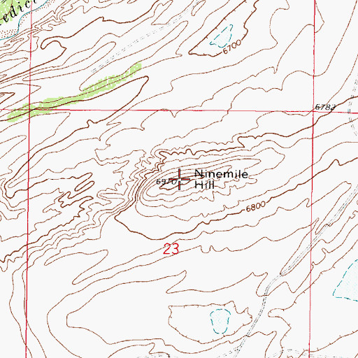 Topographic Map of Ninemile Hill, WY