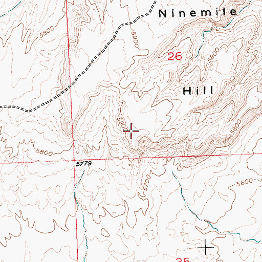 Topographic Map of Ninemile Hill, WY