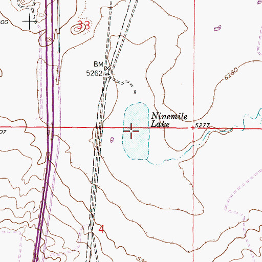 Topographic Map of Ninemile Lake, WY