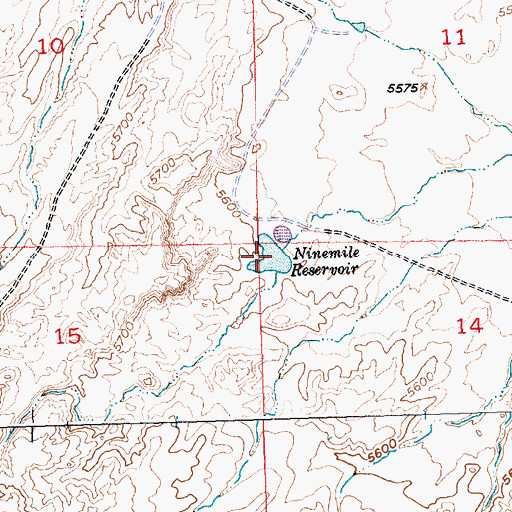 Topographic Map of Ninemile Reservoir, WY