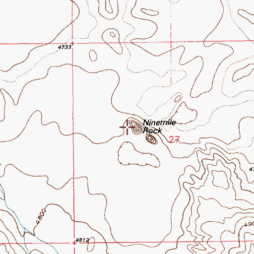 Topographic Map of Ninemile Rock, WY