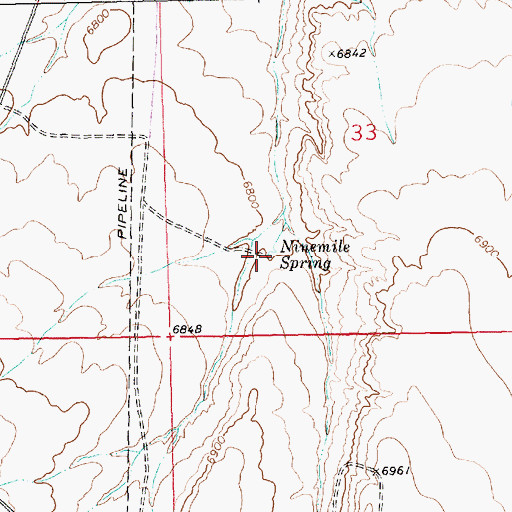 Topographic Map of Ninemile Spring, WY