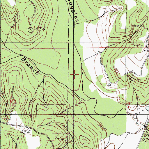 Topographic Map of Blue Branch, AL
