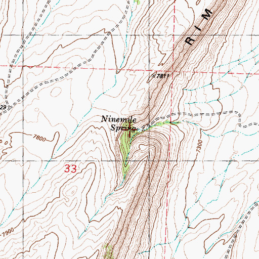 Topographic Map of Ninemile Spring, WY