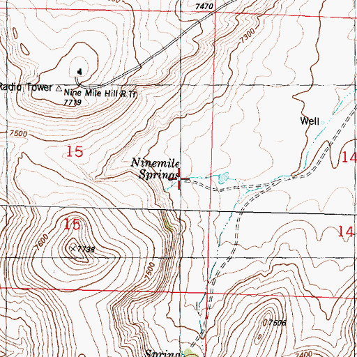 Topographic Map of Ninemile Springs, WY