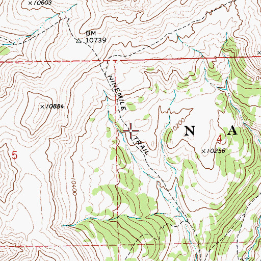 Topographic Map of Ninemile Trail, WY