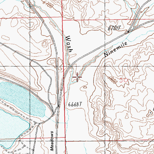 Topographic Map of Ninemile Wash, WY
