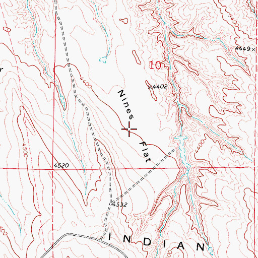 Topographic Map of Nines Flat, WY
