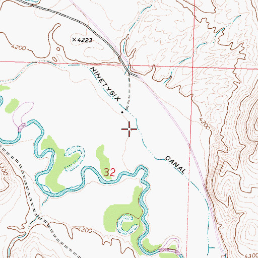 Topographic Map of Ninetysix Canal, WY