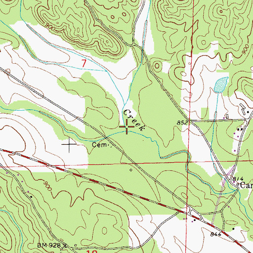 Topographic Map of Blue Creek, AL