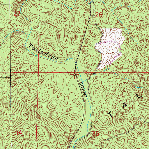 Topographic Map of Blue Creek, AL