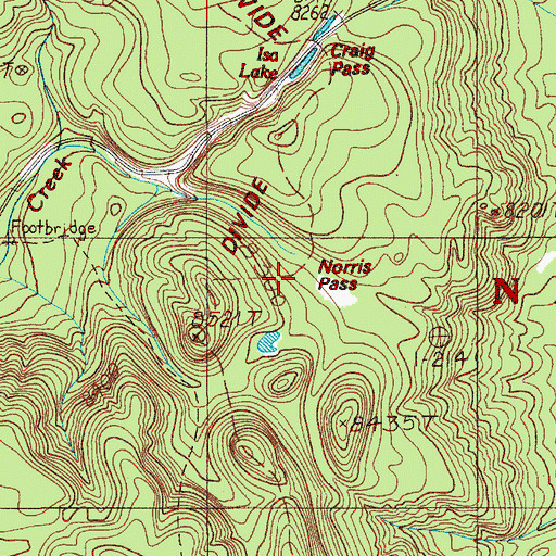 Topographic Map of Norris Pass, WY