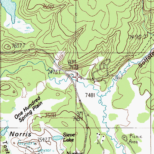Topographic Map of Norris Ranger Station, WY