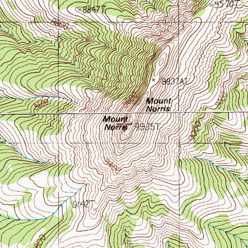 Topographic Map of Mount Norris, WY