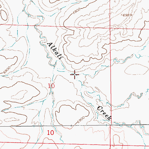 Topographic Map of North Alkali Draw, WY