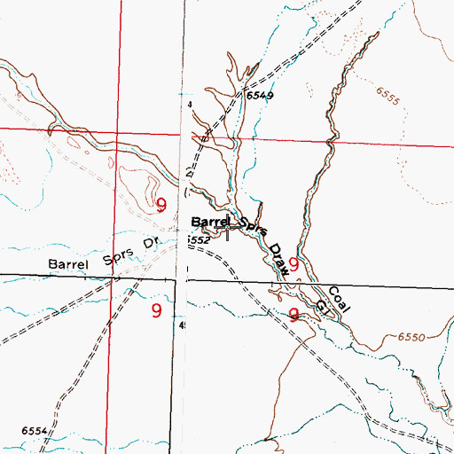 Topographic Map of North Barrel Springs Draw, WY