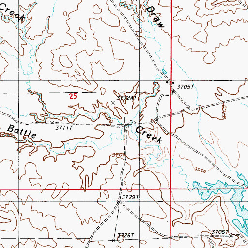 Topographic Map of North Battle Creek, WY