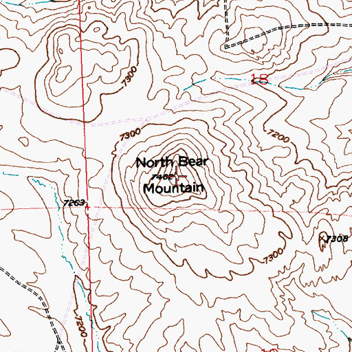 Topographic Map of North Bear Mountain, WY
