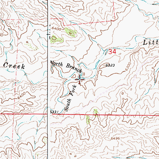 Topographic Map of North Branch Little Bear Creek, WY