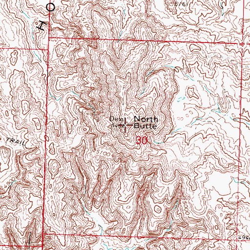 Topographic Map of North Butte, WY