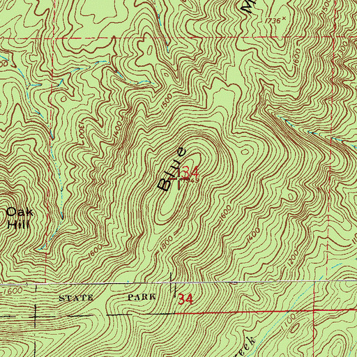 Topographic Map of Blue Mountain, AL