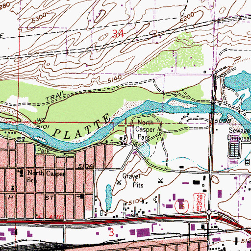 Topographic Map of North Casper Park, WY