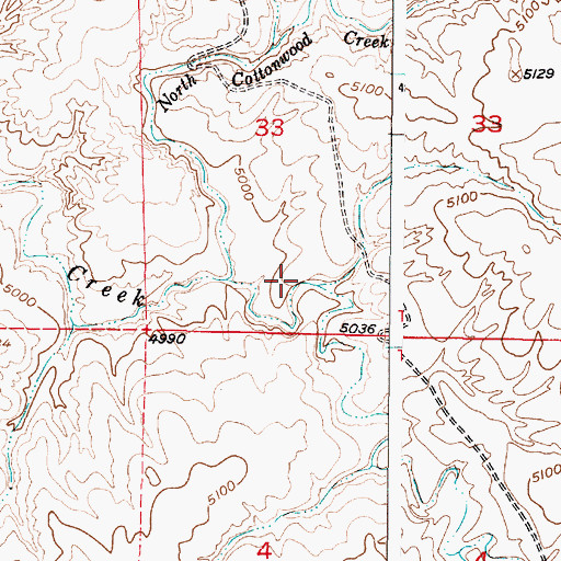Topographic Map of North Cottonwood Creek, WY
