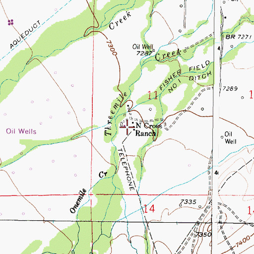 Topographic Map of North Cross Ranch, WY