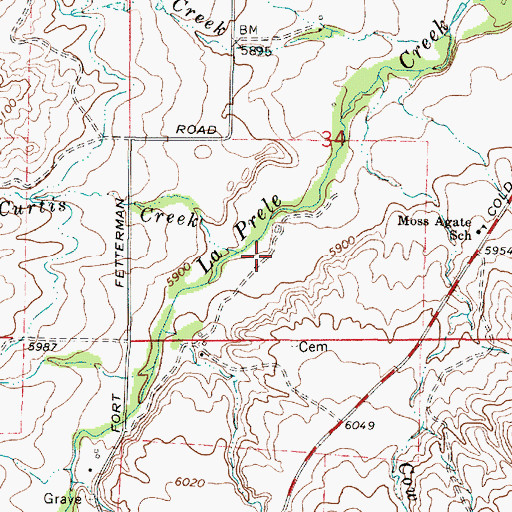 Topographic Map of North Curtis Creek, WY