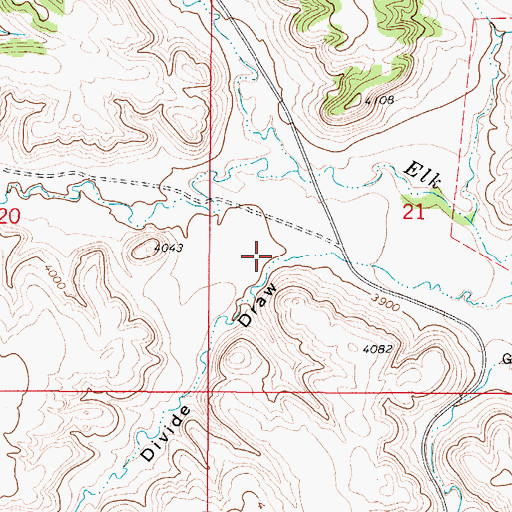 Topographic Map of North Divide Draw, WY