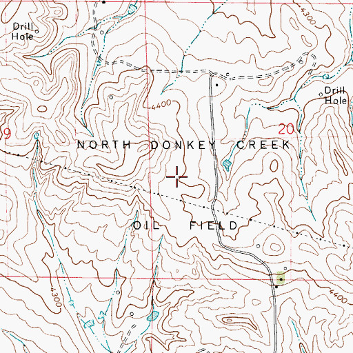 Topographic Map of North Donkey Creek Oil Field, WY