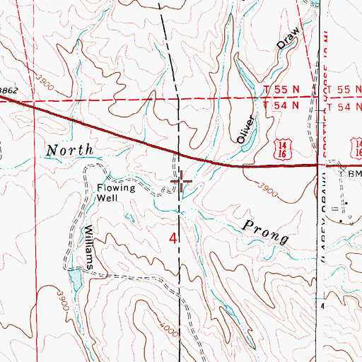 Topographic Map of North Draw, WY