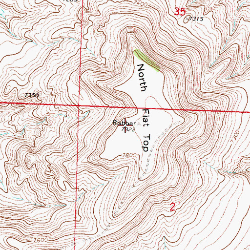 Topographic Map of North Flat Top, WY