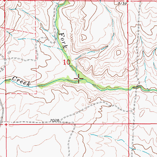 Topographic Map of North Fork Alkali Creek, WY