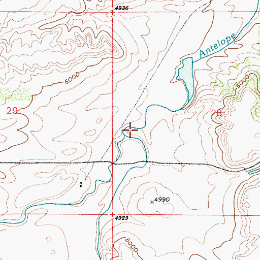 Topographic Map of North Fork Antelope Creek, WY