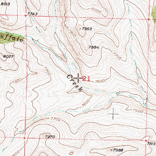 Topographic Map of North Fork Buffalo Creek, WY