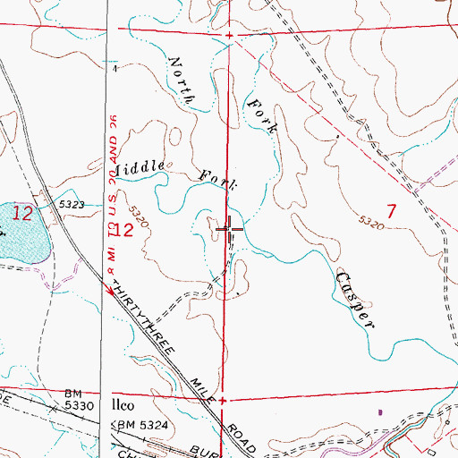 Topographic Map of North Fork Casper Creek, WY
