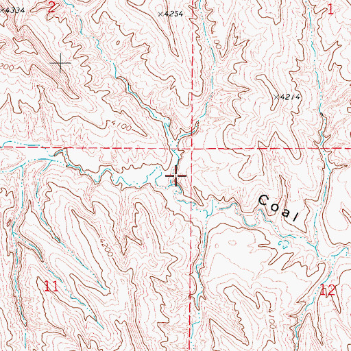 Topographic Map of North Fork Coal Gulch, WY