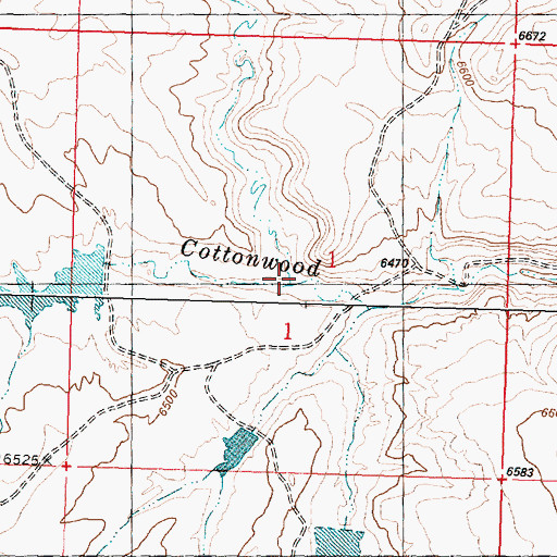 Topographic Map of North Fork Cottonwood Creek, WY