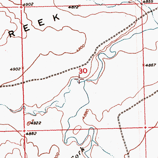 Topographic Map of North Fork Dry Creek, WY