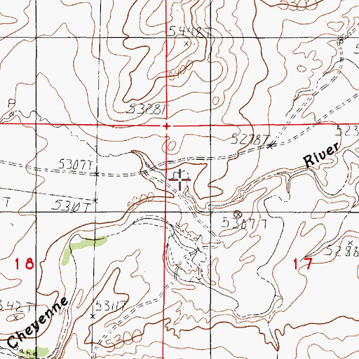 Topographic Map of North Fork Dry Fork Cheyenne River, WY