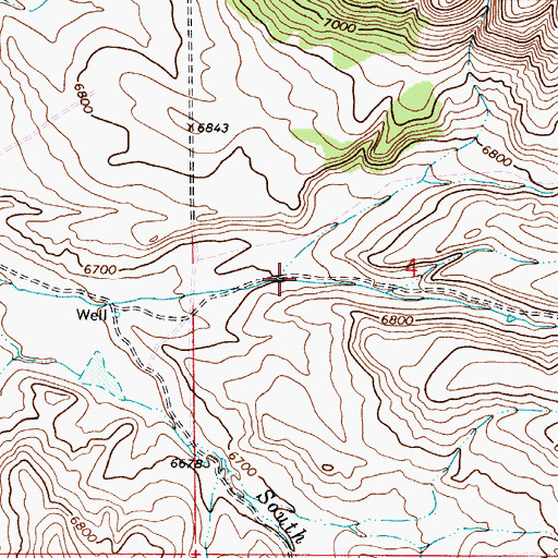 Topographic Map of North Fork Fowkes Canyon Creek, WY