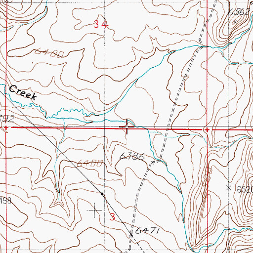 Topographic Map of North Fork Leeds Creek, WY