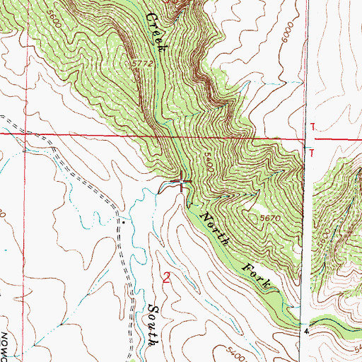 Topographic Map of North Fork Little Canyon Creek, WY