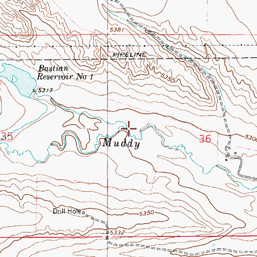 Topographic Map of North Fork Muddy Creek, WY