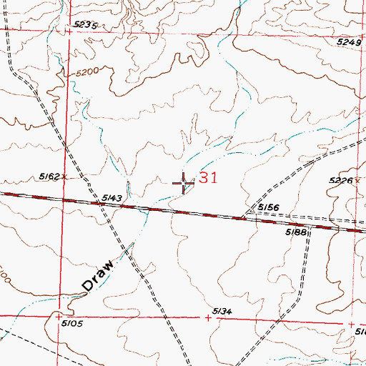 Topographic Map of North Fork Ocla Draw, WY